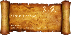 Klain Ferenc névjegykártya