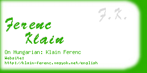 ferenc klain business card